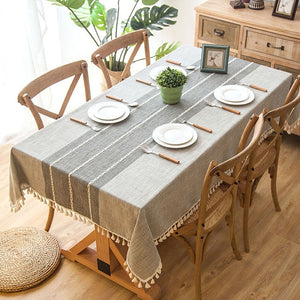 Decorative Linen Table cloth With Tassel Waterproof