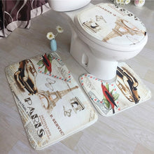 Load image into Gallery viewer, 3Pcs/set Bathroom Mat Set Flannel Anti-Slip Kitchen Bath Mat Carpet Bathroom