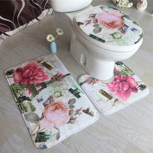 Load image into Gallery viewer, 3Pcs/set Bathroom Mat Set Flannel Anti-Slip Kitchen Bath Mat Carpet Bathroom