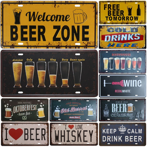 New Hot Plate Meyal Beer Car Number Sign Bar Pub Cafe Home Decor