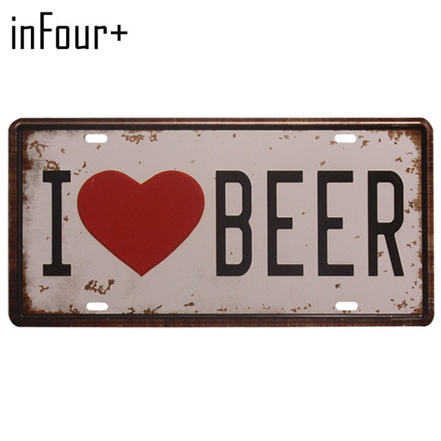 New Hot Plate Meyal Beer Car Number Sign Bar Pub Cafe Home Decor