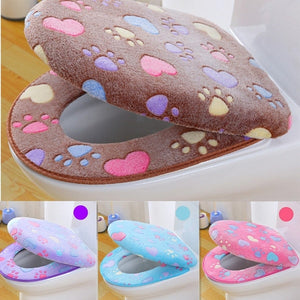 Thick Coral velvet luxury toilet Seat Cover Set soft Warm Zipper One / Two-piece toilet Case