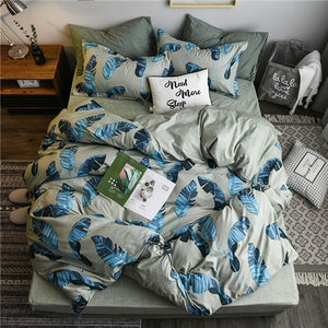 summer bedding set green duvet cover bed bedclothes 4pcs bed home textile