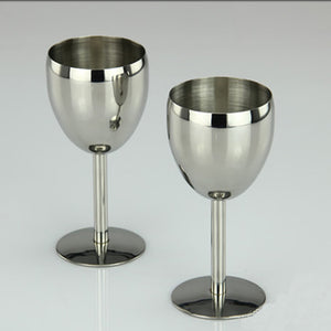 2Pcs Wine Glasses Stainless Steel Metal Wineglass Bar Wine Glass Champagne Cocktail