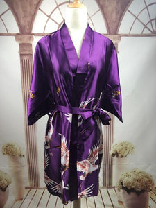 Peignoir femme soie satin courrt  Robe Kimono