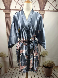 Peignoir femme soie satin courrt  Robe Kimono